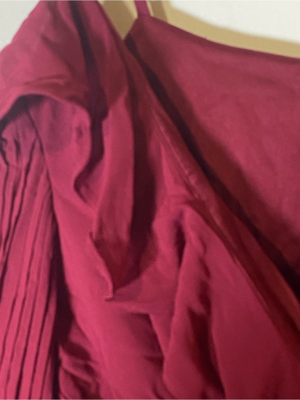 Romantic Wine Red Cold Shoulder Crop Top XL Bell Sleeve Ruffle‎ Faux Wrap Boho - Picture 5 of 9